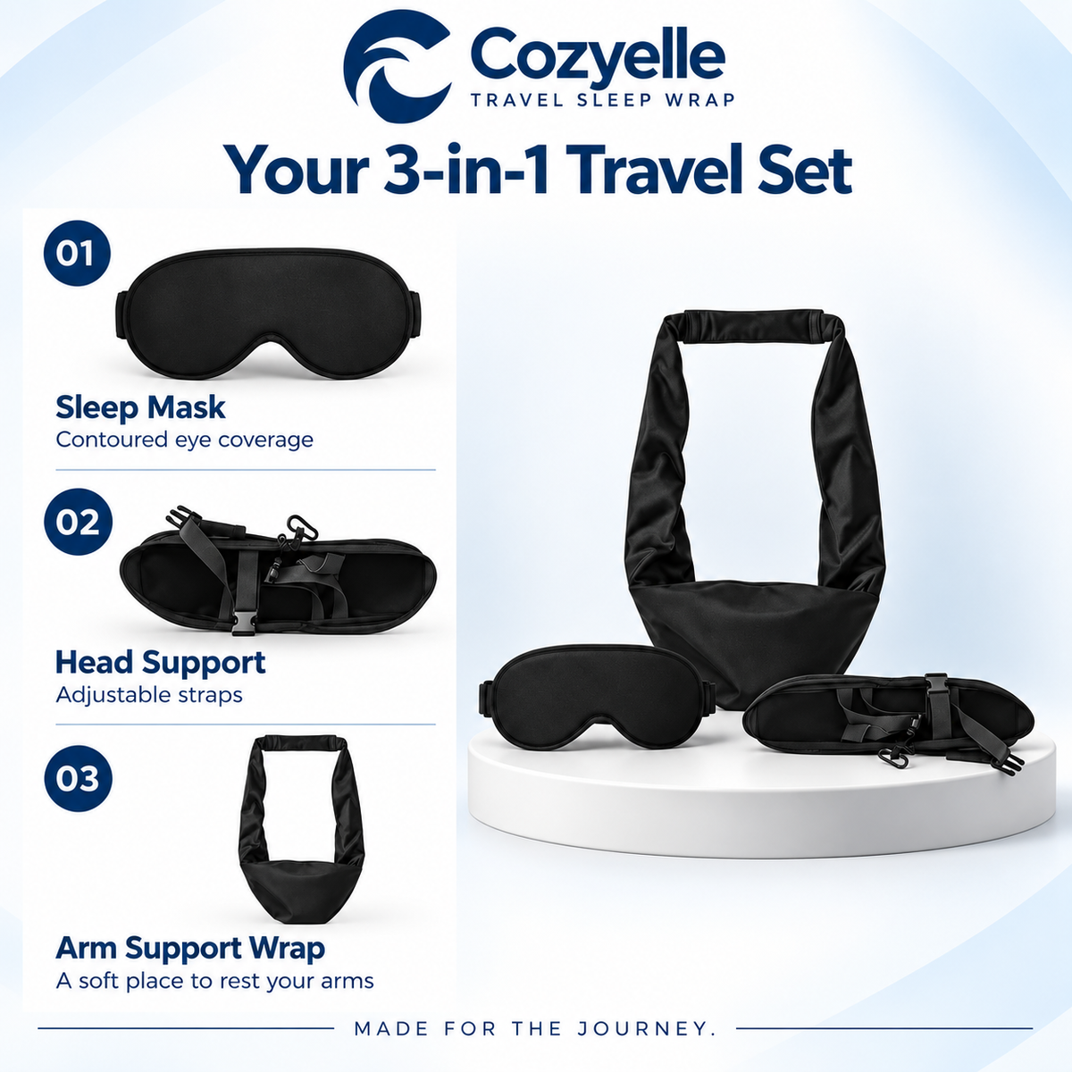 COZYELLE First Class 3-in-1 Travel Sleep Set